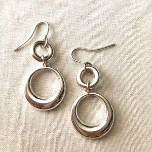 Vintage silver tone hoop pierced earrings